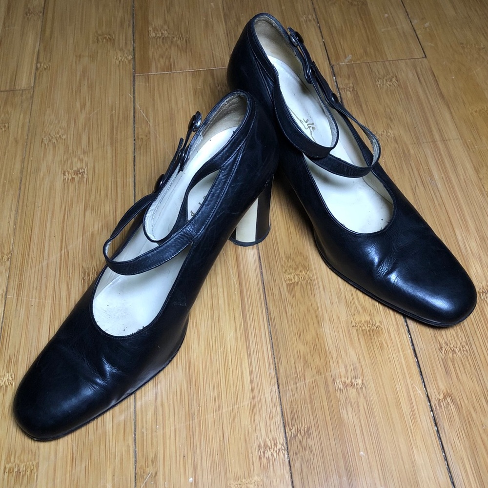 Vintage Black & White Striped High Heels